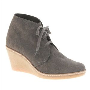 J Crew McAlister Wedge Ankle Bootie Gray 
Suede Lace Up Boot Italy Women 8 Laces